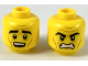 Part No: 3626pb2316  Name: Minifigure, Head Dual Sided Black Thick Eyebrows, Medium Nougat Brow Furrows and Cheek Lines, Surprised / Angry Pattern