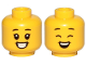 Part No: 3626pb2380  Name: Minifigure, Head Dual Sided Child Black Eyebrows, Big Smile, Teeth, Open Eyes / Closed Eyes Pattern