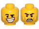 Part No: 3626pb2411  Name: Minifigure, Head Dual Sided Black Eyebrows, Stubble, Lopsided Grin with Teeth / Surprised Pattern (Rex Dangervest)