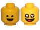 Part No: 3626pb2429  Name: Minifigure, Head Dual Sided Black Standard Eyes, Smile with Tongue / Eyes with Heart Shape Pupils Pattern (Benny)