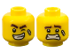 Part No: 3626pb2439  Name: Minifigure, Head Dual Sided Dark Brown Thick Eyebrows, Bandage, Wink and Lopsided Open Mouth Smile with Teeth / Scared Pattern