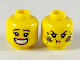 Part No: 3626pb2440  Name: Minifigure, Head Dual Sided Female, Pink Lips Big Smile with Teeth / Dirt Stains, Angry Pattern
