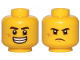 Part No: 3626pb2441  Name: Minifigure, Head Dual Sided Black Eyebrows, Cheek Scar, Large Smile with Teeth / Grumpy Pattern