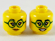 Part No: 3626pb2464  Name: Minifigure, Head Dual Sided Female Black Eyebrows, Eyelashes, Nougat Eye Shadow, Dark Green Glasses, Medium Nougat Lips, Lopsided Grin / Open Mouth Smile with Teeth Pattern
