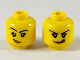 Part No: 3626pb2471  Name: Minifigure, Head Dual Sided Female Black Eyebrows, Medium Nougat Lips, Smirk with Raised Right Eyebrow / Licking Lips Pattern