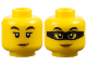 Part No: 3626pb2533  Name: Minifigure, Head Dual Sided Female Black Eyebrows, Eyelashes, Medium Nougat Lips, Lopsided Grin / Black Mask Pattern