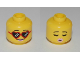 Part No: 3626pb2561  Name: Minifigure, Head Dual Sided Female Black Eyebrows, Red Heart-Shaped Sunglasses, Bright Pink Lips / Eyes Closed, Kissing Pattern (BAM)