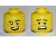 Part No: 3626pb2567  Name: Minifigure, Head Dual Sided Black Eyebrows, Cheek Scar, Open Mouth Smile / Scared Pattern