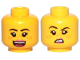 Part No: 3626pb2568  Name: Minifigure, Head Dual Sided Female Black Eyebrows, Medium Nougat Freckles, Dark Pink Lips, Open Mouth Smile / Disgusted Pattern