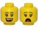 Part No: 3626pb2582  Name: Minifigure, Head Dual Sided Female Black Eyebrows, Pink Lips, Smile with Teeth and Tongue / Scared Pattern