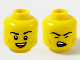 Part No: 3626pb2610  Name: Minifigure, Head Dual Sided Black Eyebrows, Medium Nougat Cheek Lines, Smile Showing Teeth / Singing with Eyes Closed Pattern