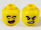 Part No: 3626pb2616  Name: Minifigure, Head Dual Sided Black Thick Eyebrows, Closed Eyes and Open Mouth with Red Tongue / Angry with Bared Teeth Pattern