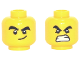 Part No: 3626pb2646  Name: Minifigure, Head Dual Sided Black Thick Eyebrows and Eyes with White Pupils with Smirk / Angry with Bared Teeth Pattern