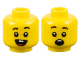 Part No: 3626pb2648  Name: Minifigure, Head Dual Sided Child Black Eyebrows, Open Mouth Smile with Buck Teeth and Tongue / Surprised Pattern