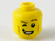 Part No: 3626pb2716  Name: Minifigure, Head Dark Tan Eyebrows, Right Eye Winking, Medium Nougat Cheek Lines and Chin Dimple, Lopsided Open Mouth Smile with Teeth Pattern (BAM)