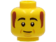Part No: 3626pb2733  Name: Minifigure, Head Black Thick Eyebrows, Reddish Brown Sideburns, Cheek Lines, Chin Dimple, Lopsided Grin Pattern
