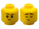 Part No: 3626pb2742  Name: Minifigure, Head Dual Sided Child Black Eyebrows, Right Raised, Small Frown / Eyes Closed, Small Lopsided Grin Pattern
