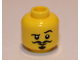 Part No: 3626pb2792  Name: Minifigure, Head Black Eyebrows, Left Raised Eyebrow, White Pupils, Black Thin Curly Moustache Pattern (BAM)
