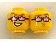 Part No: 3626pb2902  Name: Minifigure, Head Dual Sided Gold Eyebrows, Dark Purple Crown Sunglasses, Open Mouth Grin / Puckered Lips Pattern