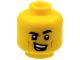 Part No: 3626pb2937  Name: Minifigure, Head Black Eyebrows, Left Raised, Medium Nougat Cheek Lines, Singing Open Mouth, Dark Pink Tongue Pattern