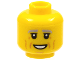 Part No: 3626pb2950  Name: Minifigure, Head Light Bluish Gray Eyebrows, Black Eyelids, Medium Nougat Cheek Lines, Wrinkles, and Chin Dimple, Open Mouth Smile with Teeth Pattern