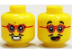 Part No: 3626pb2955  Name: Minifigure, Head Dual Sided Black Eyebrows, Red Glasses, Thin Moustache, Surprised Open Mouth / Clenched Teeth Pattern