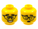 Part No: 3626pb2971  Name: Minifigure, Head Dual Sided Black Eyebrows, Glasses with Raised Eyebrows / Asleep with Glasses Crooked Pattern