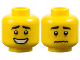 Part No: 3626pb2974  Name: Minifigure, Head Dual Sided Black Eyebrows, Medium Nougat Freckles and Eye Bags, Open Mouth Smile with Teeth / Worried Pattern