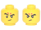 Part No: 3626pb2987  Name: Minifigure, Head Dual Sided Black Eyebrows and Eyes, 2 Red Spots, Eyebrow Raised Smirk / Angry Pattern