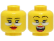 Part No: 3626pb3003  Name: Minifigure, Head Dual Sided Female Black Thin Eyebrows, Red Lips, Silver Glasses, Smile / Laughing with Open Mouth Pattern