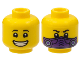 Part No: 3626pb3039  Name: Minifigure, Head Dual Sided Child, Black Eyebrows, Wide Smile with Teeth / Dark Purple Mask Pattern