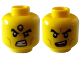 Part No: 3626pb3072  Name: Minifigure, Head Dual Sided Black Thick Eyebrows, Cheek Lines, Bared Teeth with Forehead Jewel / Open Mouth with Red Tongue Pattern
