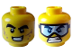 Part No: 3626pb3073  Name: Minifigure, Head Dual Sided Black Thick Eyebrows, Open Mouth Grin with Teeth and Dark Tan Smudges / Bared Teeth with Sports Goggles Pattern