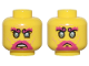 Part No: 3626pb3074  Name: Minifigure, Head Dual Sided Metallic Light Blue Eyes, Magenta Bushy Eyebrows and Goatee, Cheek Lines, Wrinkles, Sad / Angry Pattern