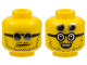 Part No: 3626pb3076  Name: Minifigure, Head Dual Sided Black and Gold Sunglasses, Stubble, Neutral / Open Mouth Smile with Raised Lenses Pattern