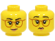 Part No: 3626pb3082  Name: Minifigure, Head Dual Sided Female Black Eyebrows, Dark Orange Glasses, Medium Nougat Lips, Lopsided Grin / Frown Pattern