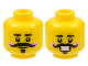 Part No: 3626pb3090  Name: Minifigure, Head Dual Sided Black Eyebrows, Curly Moustache, Van Dyke Beard, Bright Pink Cheeks, Neutral / Smile with Teeth Pattern