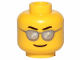 Part No: 3626pb3103  Name: Minifigure, Head Glasses with Black Wavy Eyebrows, Dark Bluish Gray Sunglasses with Silver Lenses, Grin Pattern