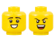 Part No: 3626pb3176  Name: Minifigure, Head Dual Sided Black Eyebrows, Smile with Teeth / Angry with Teeth and Tongue Pattern