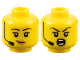 Part No: 3626pb3178  Name: Minifigure, Head Dual Sided Female Black Eyebrows and Headset, Medium Nougat Lips, Lopsided Grin / Shouting Pattern