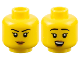 Part No: 3626pb3185  Name: Minifigure, Head Dual Sided Female Black Eyebrows, Medium Nougat Lips, Neutral / Open Mouth Smile with Top Teeth Pattern