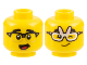 Part No: 3626pb3203  Name: Minifigure, Head Dual Sided Black Eyebrows, Black and Gold Glasses and Open Mouth / Rabbit Glasses Winking with Lopsided Grin Pattern