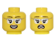 Part No: 3626pb3367  Name: Minifigure, Head Dual Sided Female Black Eyebrows, Glasses with Silver Frames and White Lenses, Open Mouth Smile / Scared Pattern