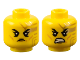 Part No: 3626pb3388  Name: Minifigure, Head Dual Sided Female Black Eyebrows, Gold Circuitry and Lips, Medium Nougat Cheek Lines, Frown / Bared Teeth Pattern