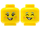 Part No: 3626pb3428  Name: Minifigure, Head Dual Sided Female Blue Eyebrows, Coral Tongue, Star and Heart, Silver Dots, Open Mouth Smile with Teeth and Black Open Eyes / Closed Eyes Pattern