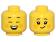 Part No: 3626pb3509  Name: Minifigure, Head Dual Sided Female Black Eyebrows, Bright Light Orange Cheek Spots, Closed Eyes, Open Mouth Smile / Closed Mouth Smile Pattern