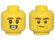 Part No: 3626pb3511  Name: Minifigure, Head Dual Sided Reddish Brown Eyebrows, Dark Orange Cheek Lines, and Open Mouth Smile / Smirk Pattern