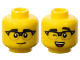 Part No: 3626pb3516  Name: Minifigure, Head Dual Sided Black Eyebrows and Gold Horn Rimmed Glasses, Grin / Wink with Open Mouth, White Teeth and Red Tongue Pattern