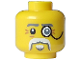 Part No: 3626pb3611  Name: Minifigure, Head Dark Bluish Gray Eyebrows, Black Eye Right and Monocle Left, White Moustache and Goatee and Dark Orange Wrinkles Pattern
