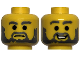 Part No: 3626pb3697  Name: Minifigure, Head Dual Sided Dark Bluish Gray Eyebrows, Moustache and Beard, Simulated Wear, Frown / Open Mouth Smile with Teeth Pattern